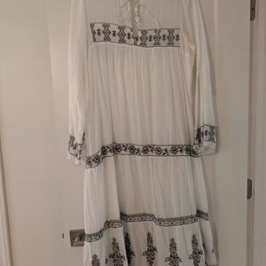 Zara White Dress with Black Embroidery